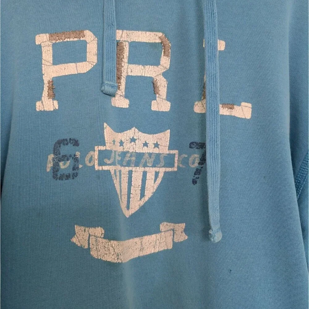 Polo Jeans Hoodie Mens Size Large Blue PRL Crest Pocket Hooded Sweatshirt